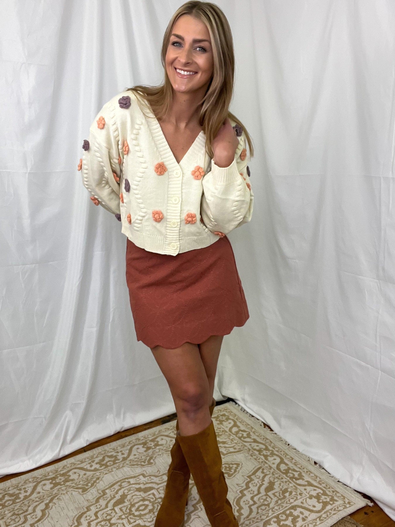 Sienna Embroidered Scallop Hem Skirt – Kiki's Boutique